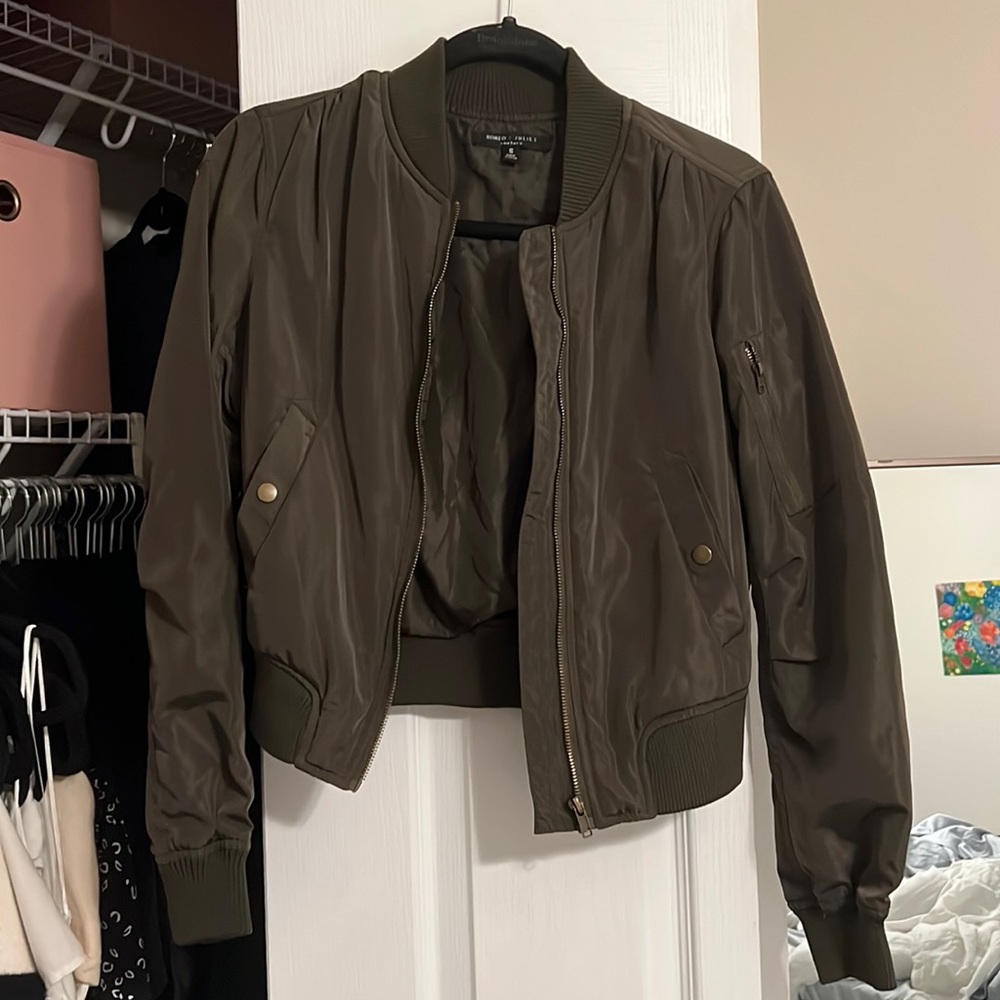 Romeo + Juliet Couture Olive Green Bomber Jacket